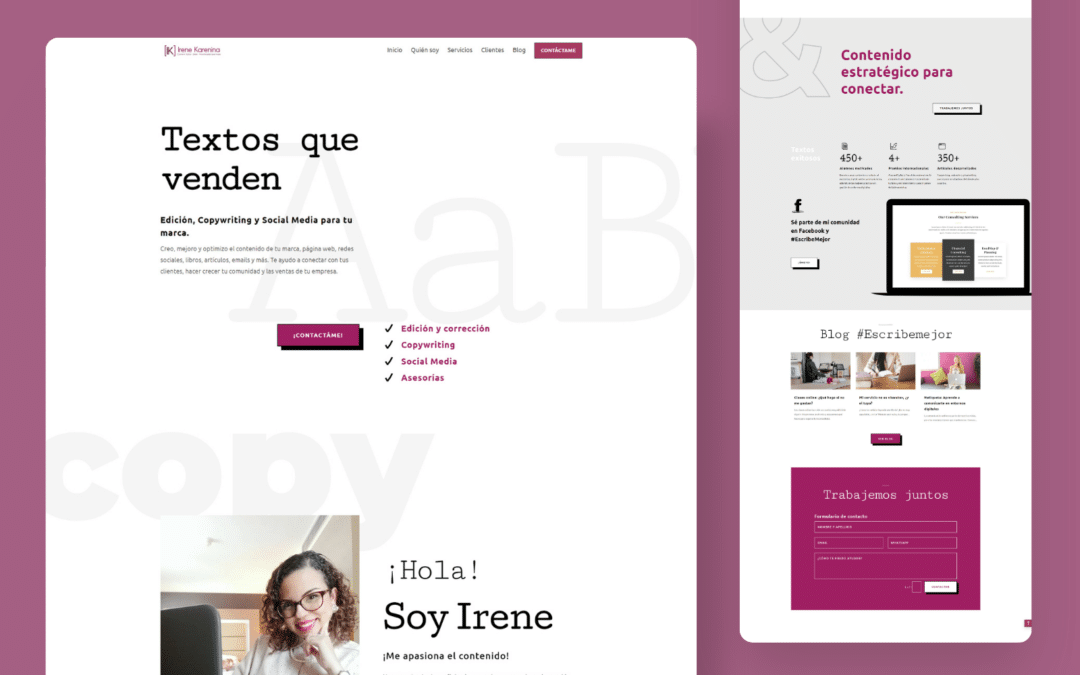 Diseño web de marca personal Irene Karenina