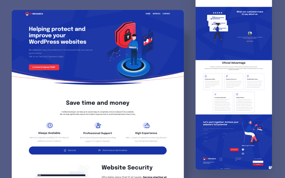 Diseño web One Page de servicios WPmechanics