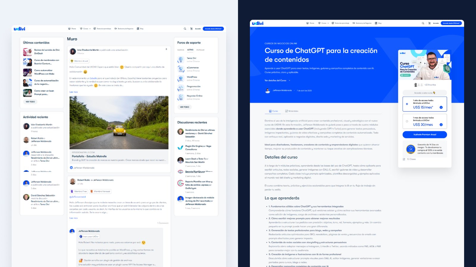 Proyecto de Diseño web eLearning y comunidad UXDivi
